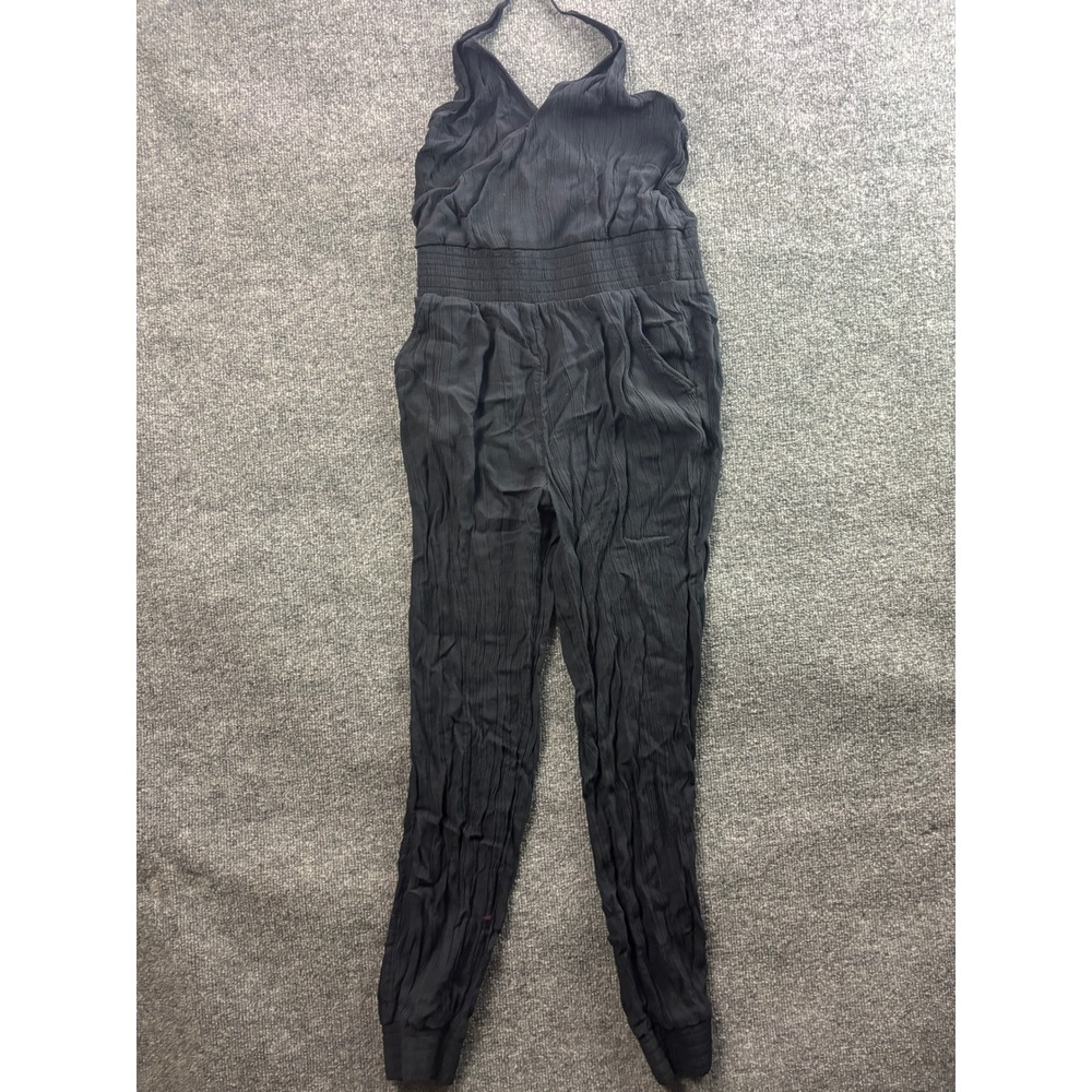 PrAna Jumpsuit Womens Small Black Halter Neck Smocked Waist Tencel Modal